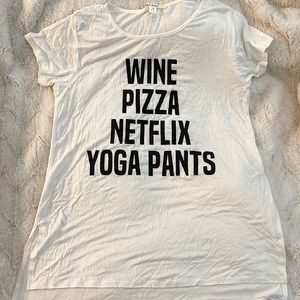 Miami wine/pizza/Netflix/yoga pants top